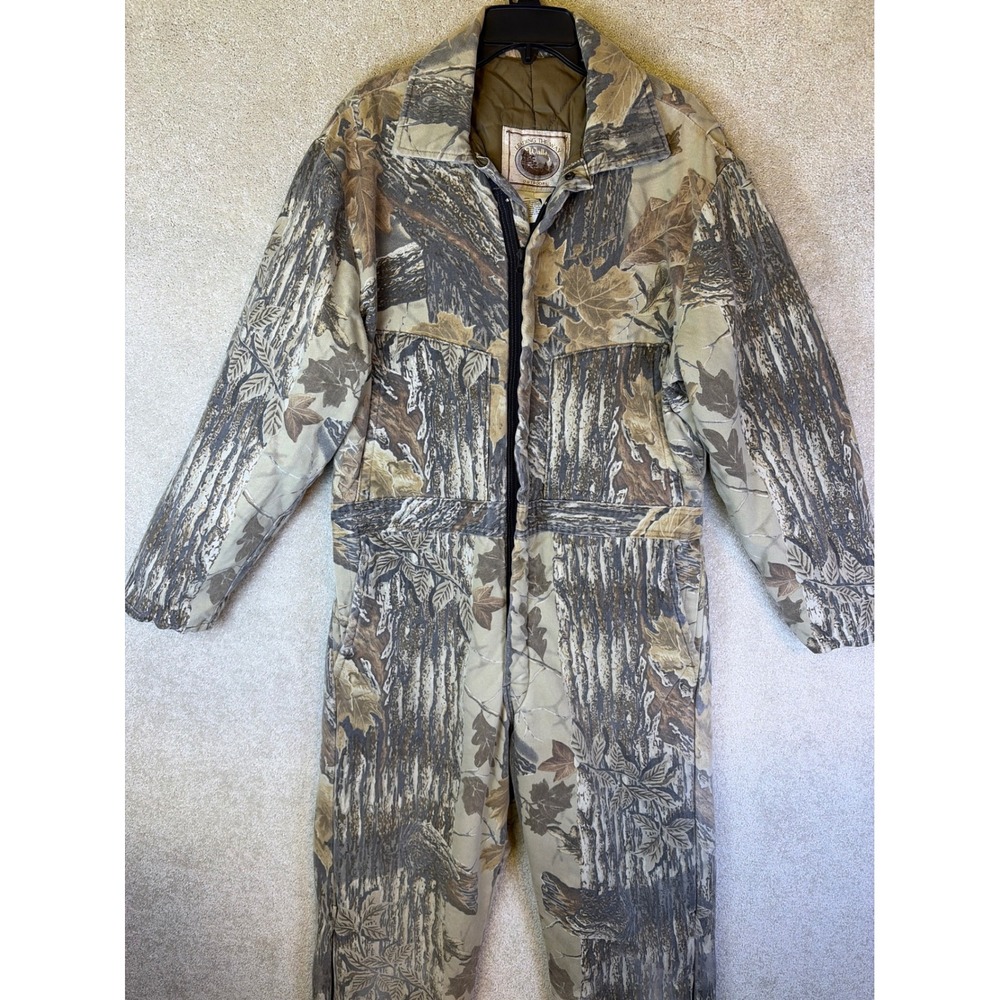Vintage Walls Coveralls Men Large Reg Brown Camo Insulated Hunting Suit Realtree